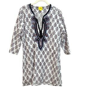 Roberta Roller Rabbit Tunic Cover Up Size Small Embroidered Kurta Swim Vacation